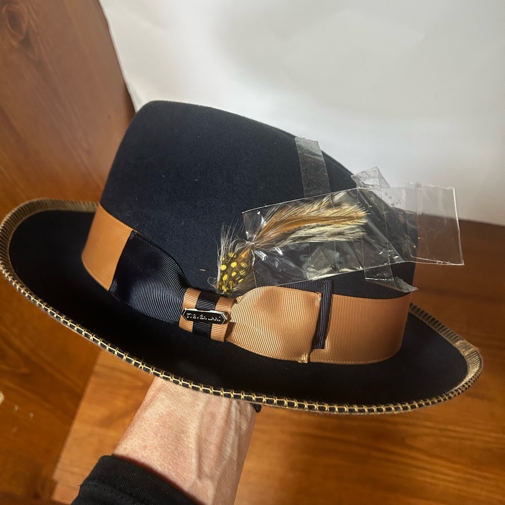 Steven Land Black Wool Fedora L